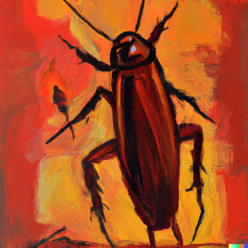 dalletron's tweet photo. Cockroach Marxist revolution, oil painting. https://t.co/z465IfCqQh