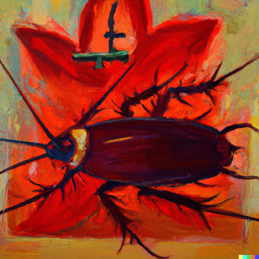 dalletron's tweet photo. Cockroach Marxist revolution, oil painting. https://t.co/z465IfCqQh