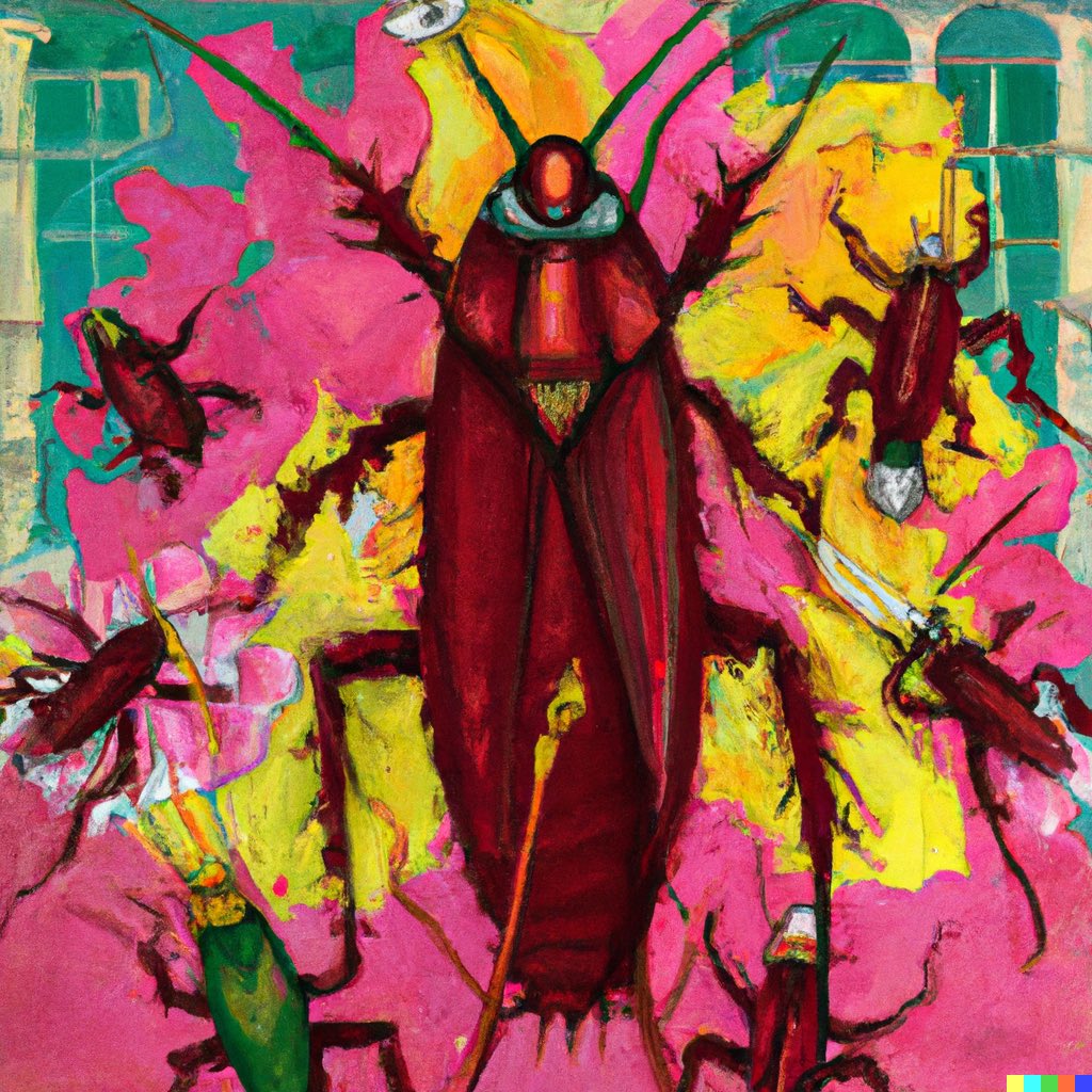 dalletron's tweet photo. Cockroach Marxist revolution, oil painting. https://t.co/z465IfCqQh