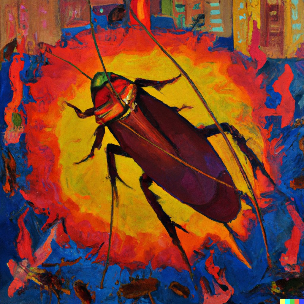 dalletron's tweet photo. Cockroach Marxist revolution, oil painting. https://t.co/z465IfCqQh