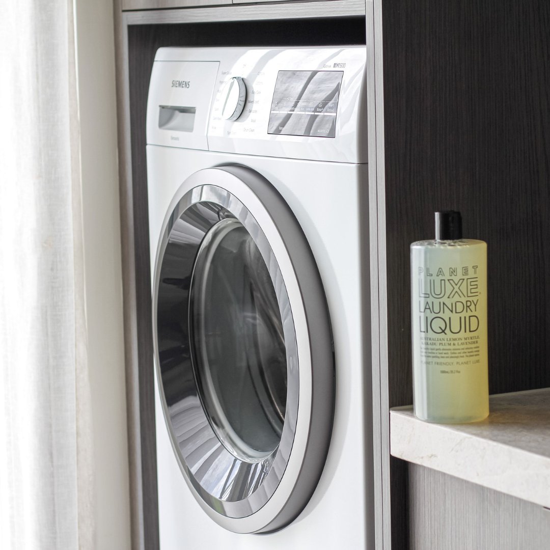 Made with love, Australian Lemon Myrtle, Kakadu Plum &amp; Lavender. A little goes a long way with our Luxe Laundry Liquid! #PlanetLuxe #naturallaundryliquid #cleanclothes #sustainableliving #planetfirst #noplanetb #Cleanplanet #cleanhome #naturalcleaners