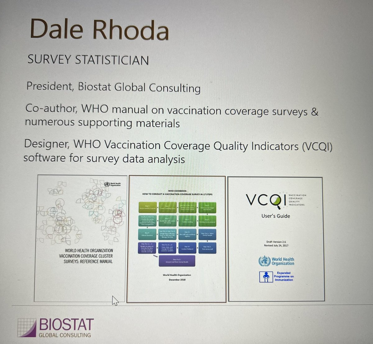 mumer_90's tweet photo. And it has begun ! Please join us.
Mr. Dale, Co-author of #WHO manual on coverage surveys & designer of #VCQI software for surveys data analysis. #TPVICS @AKUGlobal @ImtiazHilbi @sajidsoofi @FyezahJehan @imran_nisar https://t.co/TICo67Vgif