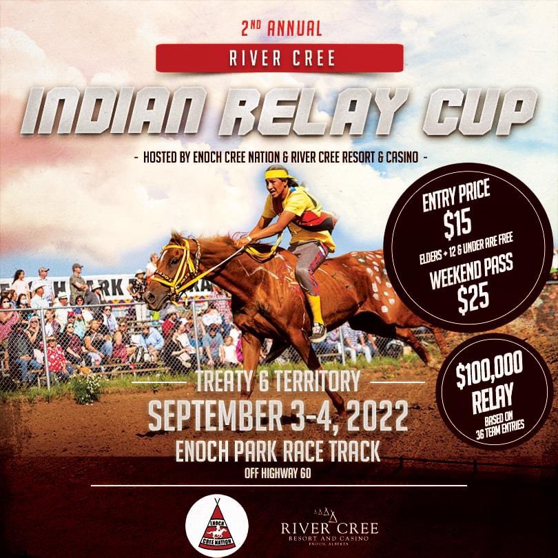 RiverCreeCasino's tweet photo. 🐴 It is going to be an 𝐄𝐗𝐂𝐈𝐓𝐈𝐍𝐆 𝐋𝐎𝐍𝐆 𝐖𝐄𝐄𝐊𝐄𝐍𝐃 for INDIAN RELAY at the ENOCH RACE PARK! Teams will race for up to $100, 000 ~ Sept 3 & 4, 2022!!
FULL information: https://t.co/2ucNGAMCHB
#yeg #enochcreenation #indianrelay #rivercree #alberta #treatysix https://t.co/RVSbtKA47C