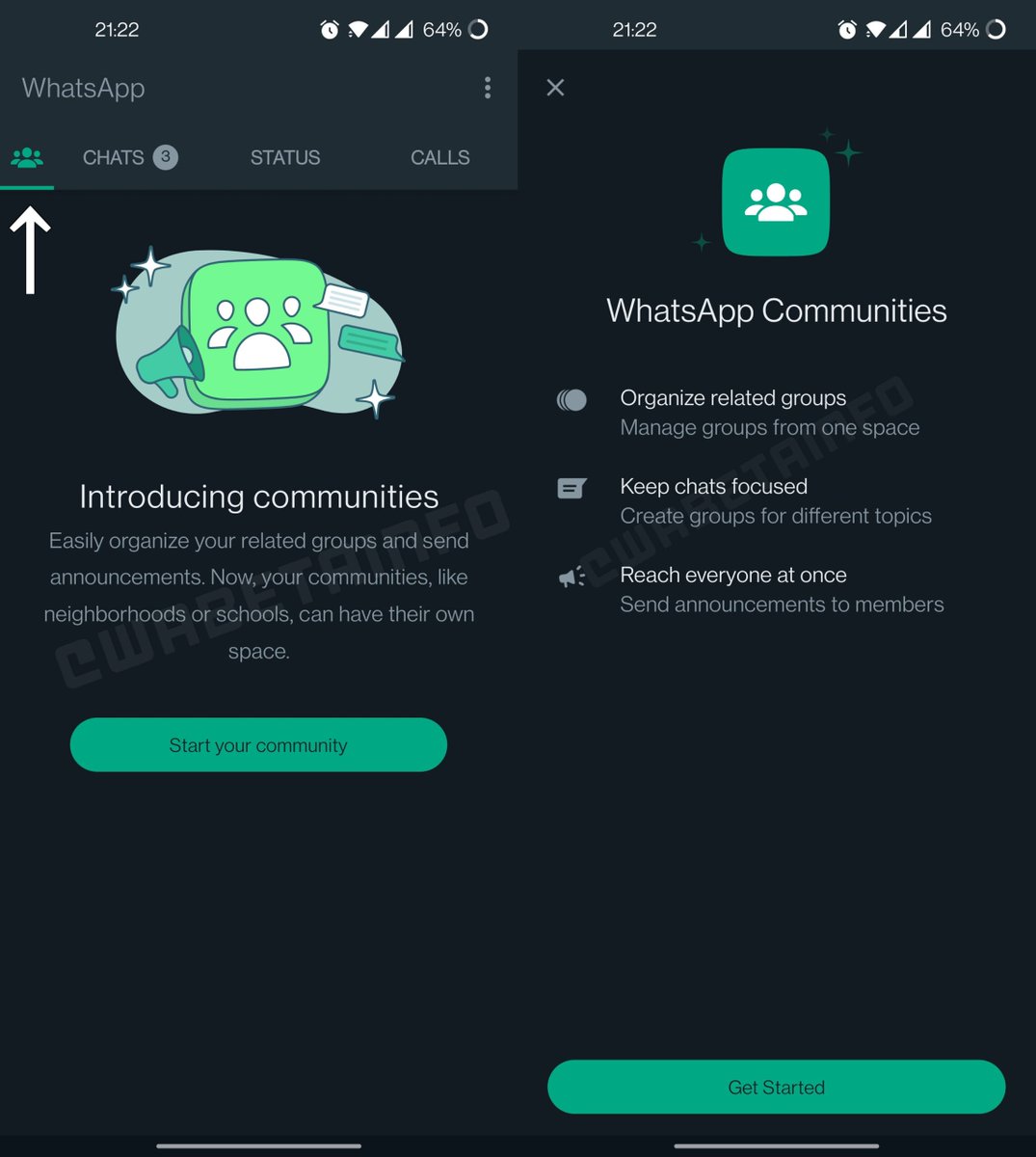 stufflistings's tweet photo. WhatsApp beta 2.22.19.3 brings the ability to create a community to some beta testers.
https://t.co/rXwdyW9zEo

#WhatsApp #WhatsAppCommunities https://t.co/eWifE6sQhz
