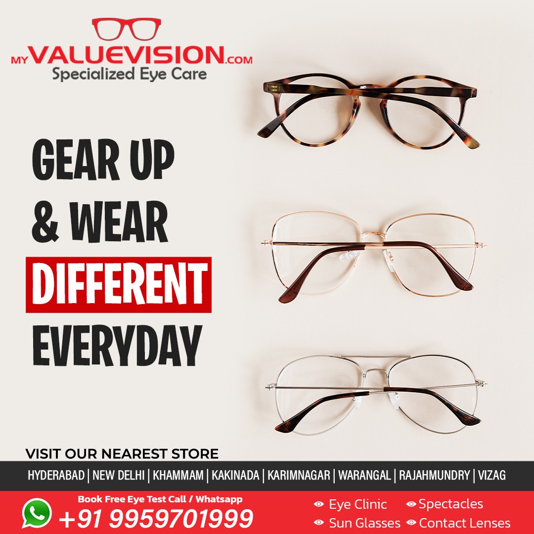 valuevisionhyd's tweet photo. GEAR UP &amp; WEAR DIFFERENT EVERYDAY
DON'T ADJUST WHEN IT COMES TO CLARITY

VISIT OUR NEAREST STORE
🌐https://t.co/1CkrpUtQ5s
📞Contact: 9959701999

#myvaluevision #onlineopticalstore #opticalstore
#eyegalsses #eyewear #sunglasses #contactlenses #spectacles #spectaclesonline https://t.co/knm1iY9pdW