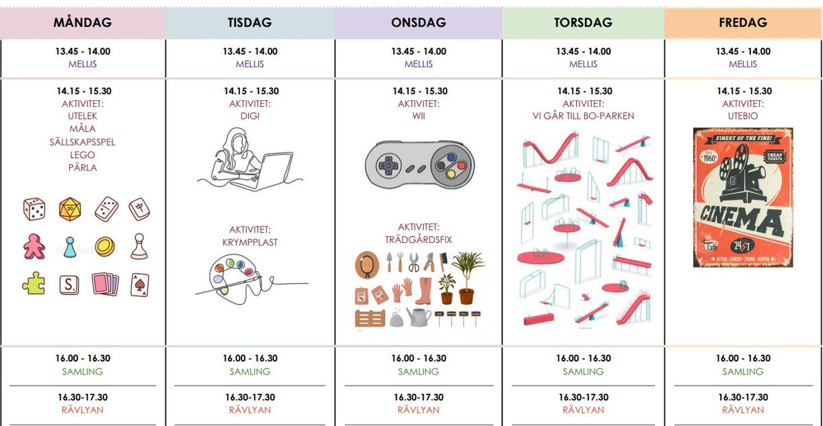 Årskurs 1 fritidsschema denna vecka. Vilken start, vilka stjärnor, vilken härlig verksamhet! De kompletterar med mål, riktlinjer och förmågor att sträva mot enligt Lgr11 på fritidstavlan och i utskicket till vårdnadshavarna.  #fritidshem #bo_skola #lidskol