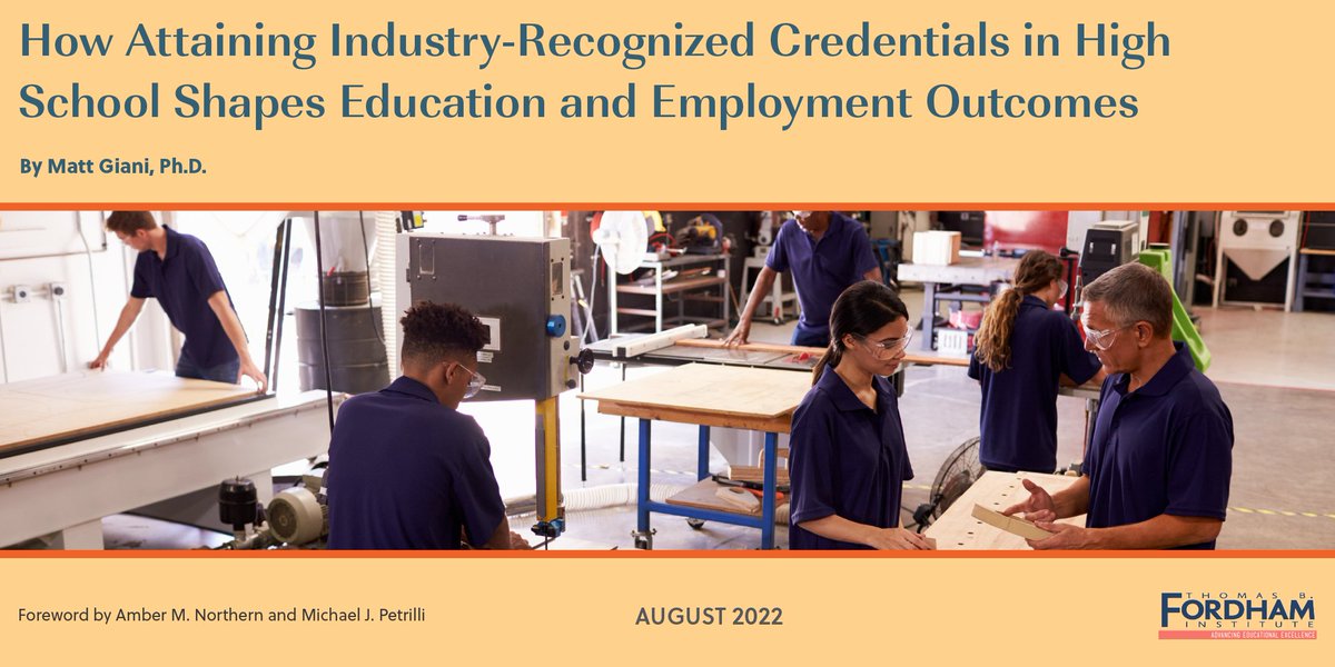 educationgadfly's tweet image. NEW REPORT: "How Attaining Industry-Recognized Credentials in High School Shapes Education and Employment Outcomes," by @Matt_Giani. Read it now. gadf.ly/3IyPoDd