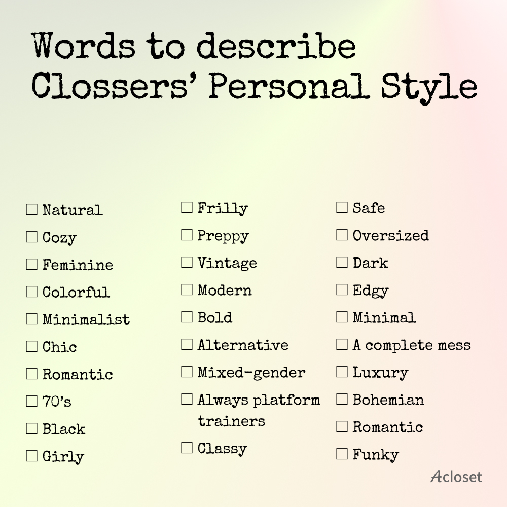 teamAcloset's tweet photo. What 3 words describe your personal style? 
#acloset #personalstyle https://t.co/8JQATXVuH5