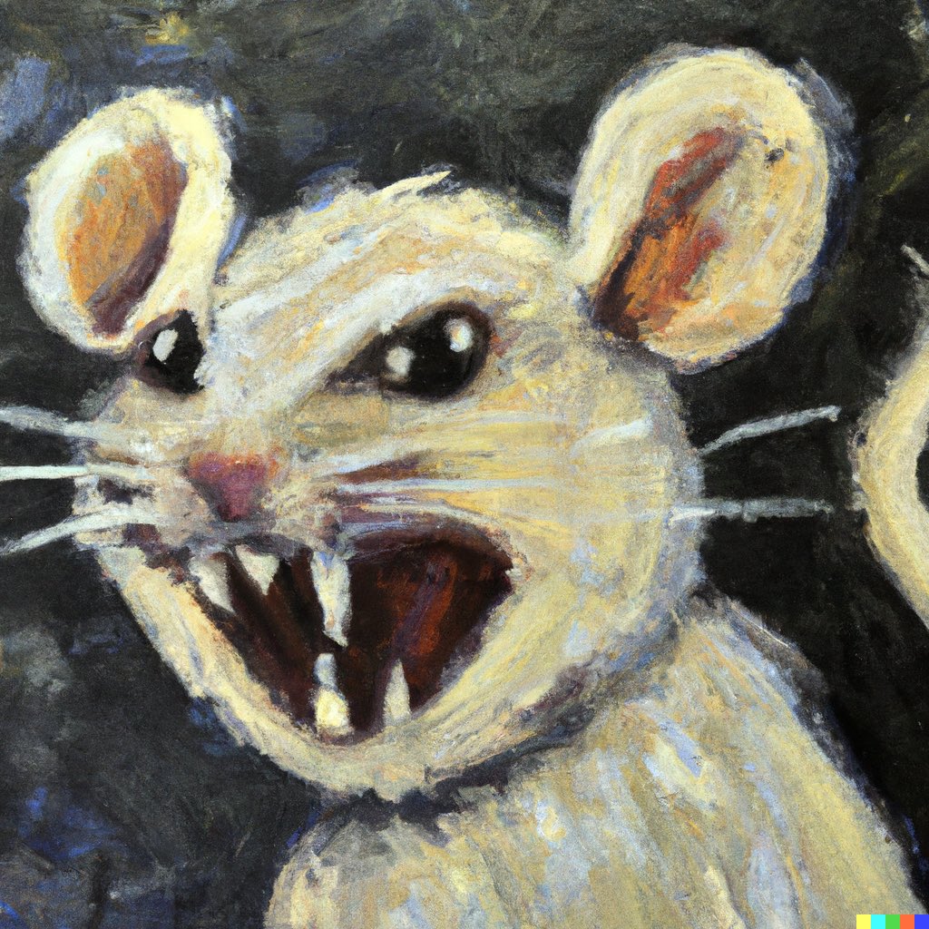 dalletron's tweet photo. Angry mouse, oil painting, https://t.co/eouVXATef7