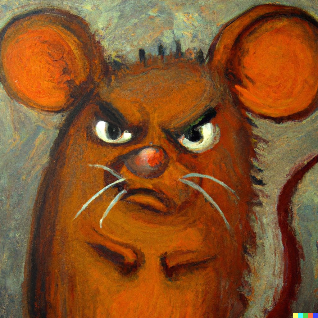 dalletron's tweet photo. Angry mouse, oil painting, https://t.co/eouVXATef7