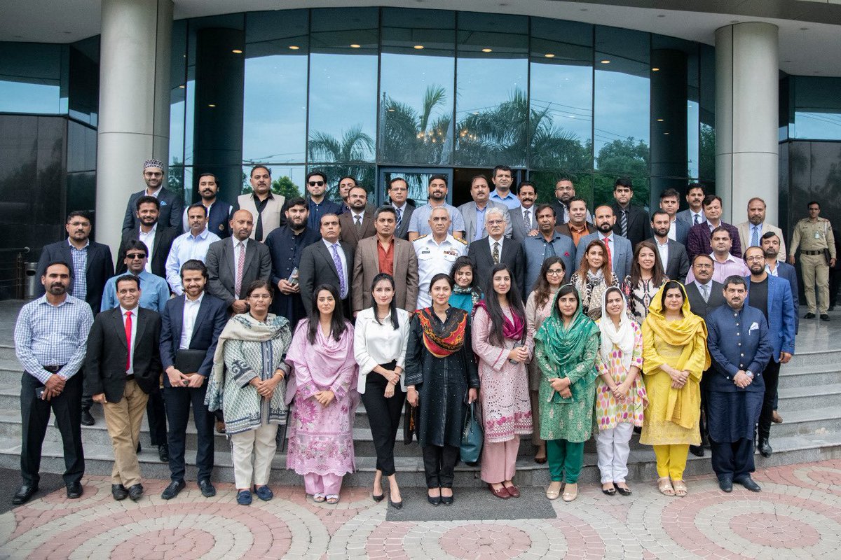 Participants of National Media Workshop NMW-12 organized under the auspices  of National Defense University (NDU) in a group photo with Chairman PEMRA,  Muhammad Saleem Baig and Director ISSRA, at PEMRA Headquarters, Islamabad, image size:1200x800