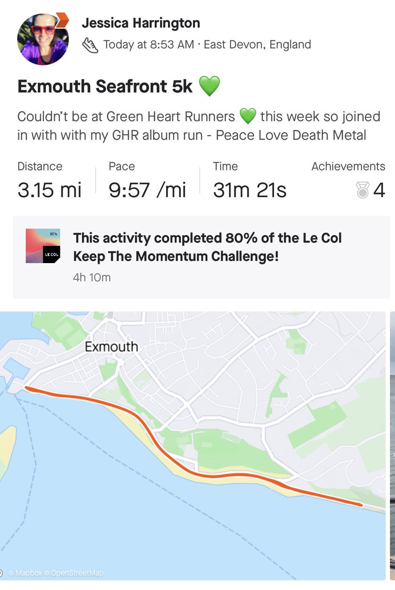 JessHarri's tweet photo. Couldn’t run with the group this week so did my own @heart_runners run this morning on Exmouth Seafront - little bit different from the canal but not as much fun without my running buddies 
#GHRontour💚 https://t.co/o3JLpibbm3
