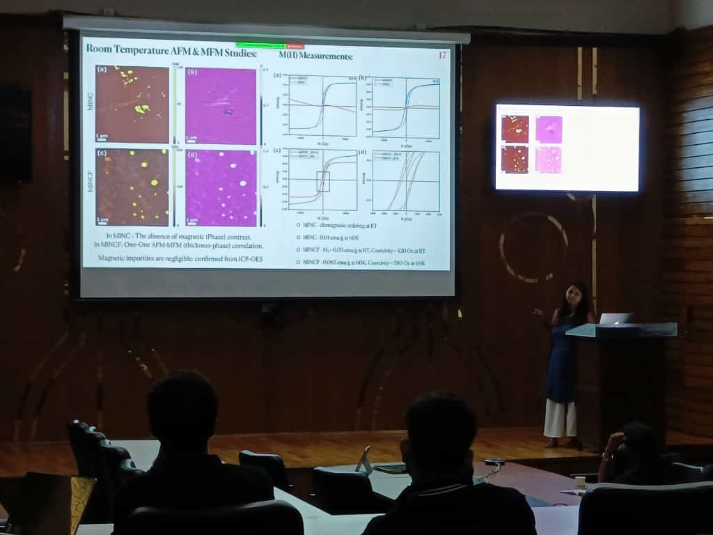 TIFR Hyderabad (@tifrh_buzz) on Twitter photo Thesis defense <a href="/TIFRH_buzz/">TIFR Hyderabad</a>: <a href="/sinekrishna/">Krishna Rani Sahoo</a>(<a href="/TnnLab/">Materials & Interface Engineering @ TNN's Lab</a>) investigated the magnetic & valley properties of doped 2D materials. She reports valley splitting in doped systems at room temperature,an observation with possible implications on improvement of modern information storage systems. Thesis defense <a href="/TIFRH_buzz/">TIFR Hyderabad</a>: <a href="/sinekrishna/">Krishna Rani Sahoo</a>(<a href="/TnnLab/">Materials & Interface Engineering @ TNN's Lab</a>) investigated the magnetic & valley properties of doped 2D materials. She reports valley splitting in doped systems at room temperature,an observation with possible implications on improvement of modern information storage systems.