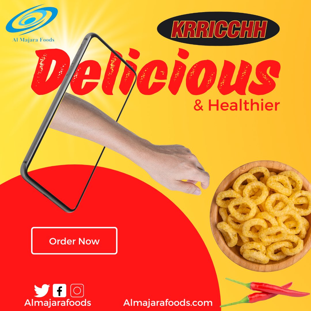 almajarafoods's tweet photo. Eat healthy, stay healthy.  Almajara got some amazing healthy snacks that are best for your health. Bake snacks are far better than the fried ones. 
So stop taking risks and eat healthy     
#KRRICCHH #bakedpuffs #justrings #rings #snack #snacktime #puffs #cornpuffs #cornpuff https://t.co/Vvb4RoyZSY