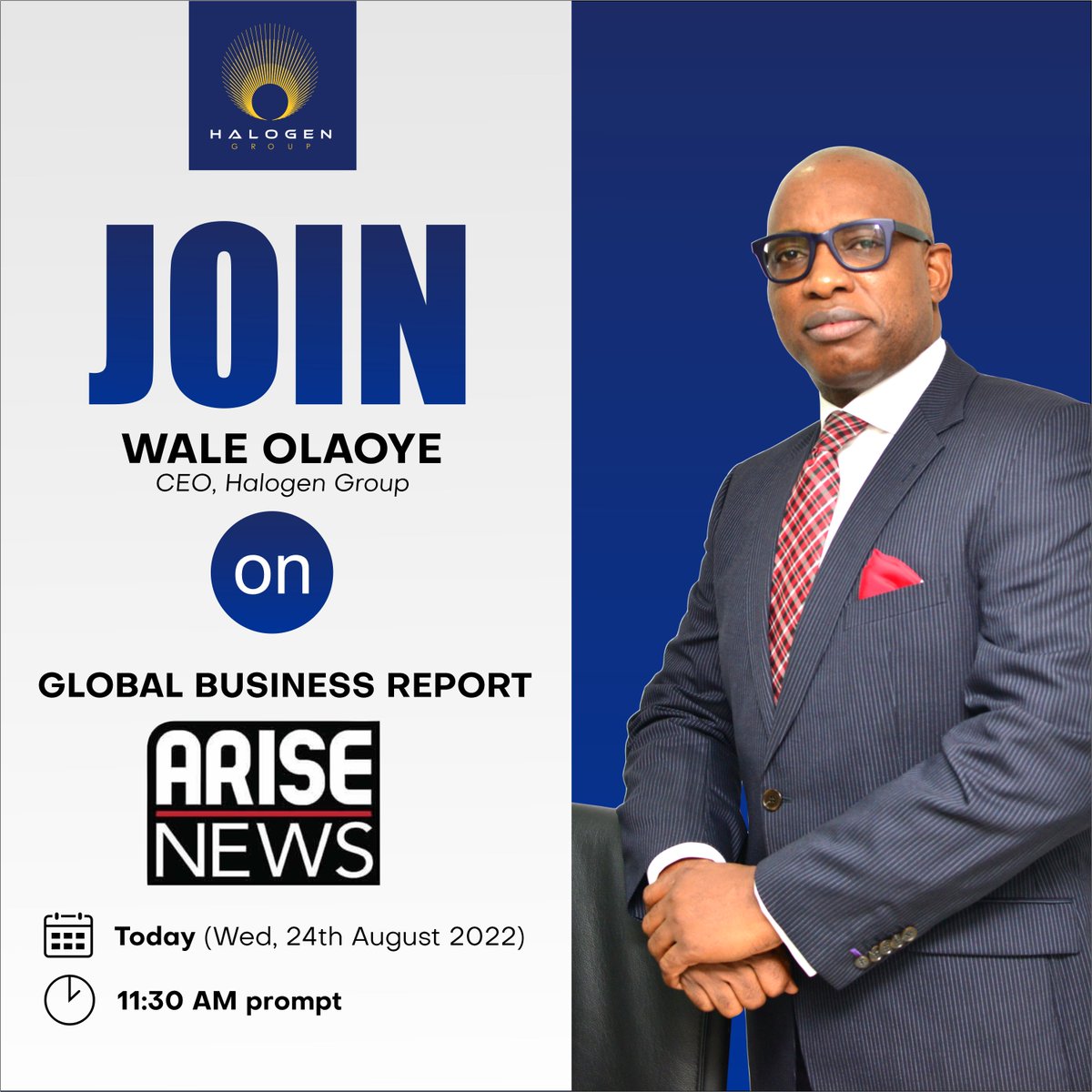 halogen_group's tweet photo. In a few minutes, Halogen Group CEO, @WaleOlaoye4 will be live on Arise News TV to discuss cyber security.
Please, tune in to watch the programme.
#cybersecurity
#cybersecurityawareness
#Safetyinanopenworld https://t.co/E84kvanSNO