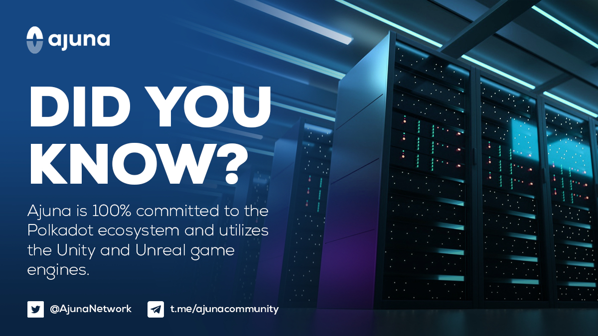 AjunaNetwork's tweet photo. We are fusing 🤝 the best of two worlds: The powerful #web3 infrastructure of @polkadot 🔋 and the leading #gaming engines of @unitygames and @UnrealEngine 🎮 https://t.co/AmsHIfL0WQ