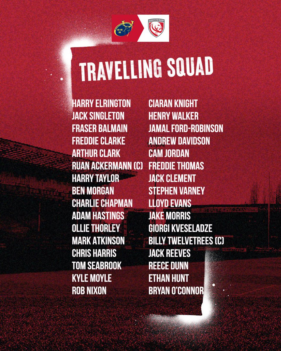 gloucesterrugby's tweet photo. ✈️ 𝐓𝐫𝐚𝐯𝐞𝐥𝐥𝐢𝐧𝐠 𝐒𝐪𝐮𝐚𝐝

George Skivington has named his 32-man squad that will travel to Ireland tomorrow for the first pre-season fixture against @Munsterrugby on Friday 26 August, kick-off 7.30pm. 

More information 👉 https://t.co/YUJqTjVDcH

#MUNvGLO https://t.co/2tLz4RGlzF