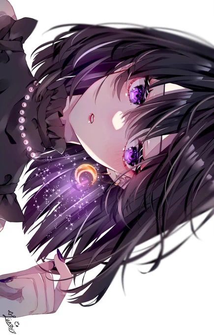 #イラスト髪に映る星空 