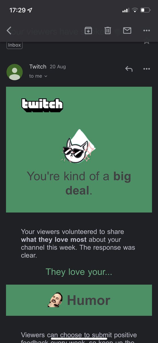 Really like this new #twitch feature. It absolutely gave me a little pick-me-up this evening. Thanks for hanging out with me, bears! ❤️