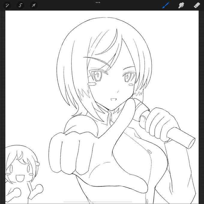 線画。

飯食ったら塗ります。 https://t.co/2fP8gJb6Ih 