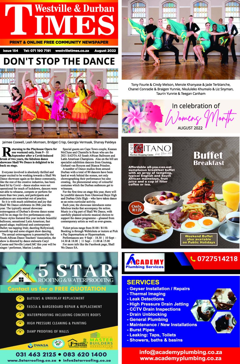 westvilletimes's tweet photo. Read Westville &amp; Durban Times Latest Issue 154 August 2022 free online: https://t.co/O1xAKZS0Gy https://t.co/okdyF3fuyi