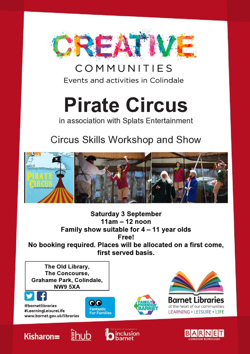 Colindale Communities Trust (@cct_colindale) on Twitter photo FREE Circus Skills Workshop & Show at Grahame Park Old Library. No need to book - just turn up
<a href="/NCRA_NW9/">New Colindale Residents Association</a> <a href="/BarnetLibraries/">Barnet libraries</a> <a href="/BarnetHomes/">Barnet Homes</a> <a href="/GPEResidents/">Grahame Park Residents</a> <a href="/ColindaleGarden/">Colindale Community Garden</a> <a href="/AidColindale/">Mutual Aid 😷 #Colindale #BurntOak 💙 #MutualAid</a> <a href="/HomeStartBarnet/">Home-Start Barnet, Brent and Harrow</a> <a href="/FUSEC_I_C/">F.U.S.E</a> FREE Circus Skills Workshop & Show at Grahame Park Old Library. No need to book - just turn up
<a href="/NCRA_NW9/">New Colindale Residents Association</a> <a href="/BarnetLibraries/">Barnet libraries</a> <a href="/BarnetHomes/">Barnet Homes</a> <a href="/GPEResidents/">Grahame Park Residents</a> <a href="/ColindaleGarden/">Colindale Community Garden</a> <a href="/AidColindale/">Mutual Aid 😷 #Colindale #BurntOak 💙 #MutualAid</a> <a href="/HomeStartBarnet/">Home-Start Barnet, Brent and Harrow</a> <a href="/FUSEC_I_C/">F.U.S.E</a>