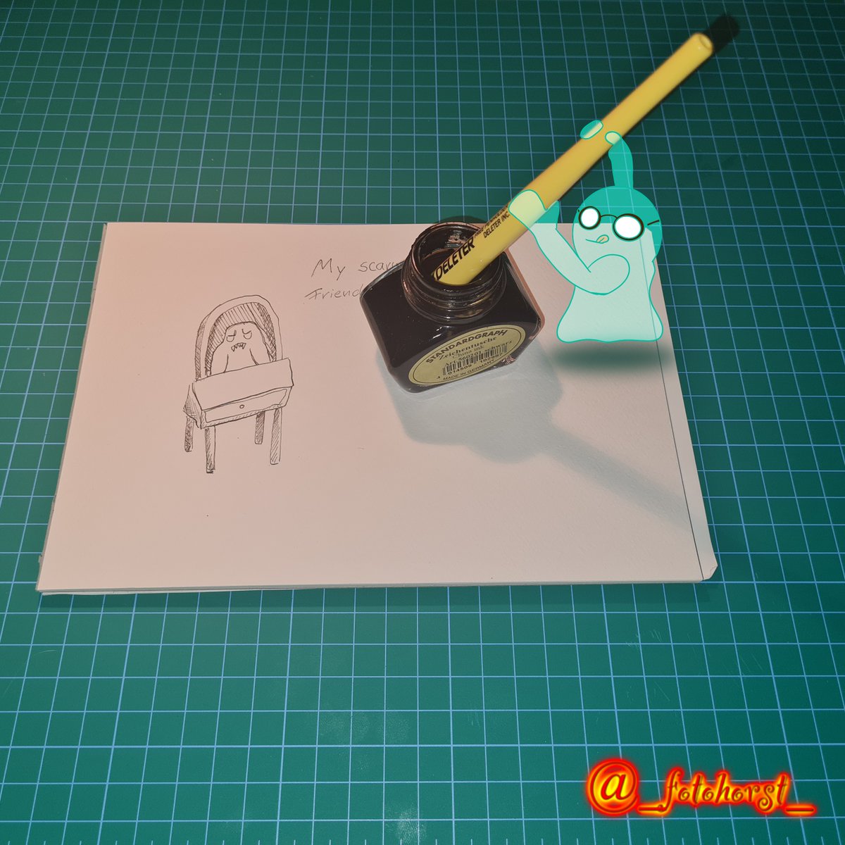 _FotoHorst_'s tweet photo. #OneDrawingADayForAYear
#OneDrawingADayForever
03-234
#aughost - #ink
Inking, its not that easy. Thats what our little ghost figured out today.
@TheRealAuGHOST
#AuGhost2022
#KleineKunstKlasse
#MixedMedia https://t.co/FR4BAV7xHA