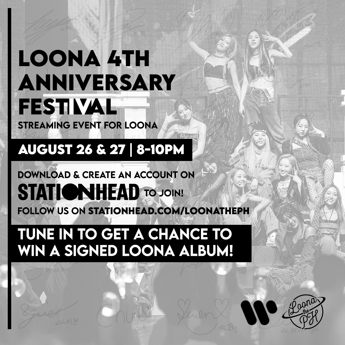loonatheph's tweet photo. [#LOONAFESTIVAL] In partnership with @WarnerMusicPH, we're holding a #LOONA 4th Anniversary Festival where if you're tuned in you'll get a chance to win a SIGNED ALBUM from @loonatheworld. We'll be choosing TWO (2) lucky Orbits

📅August 26 &amp; 27 | 8-10PM
🎙️https://t.co/llx4DYrLCp https://t.co/tpqQL5R4QJ
