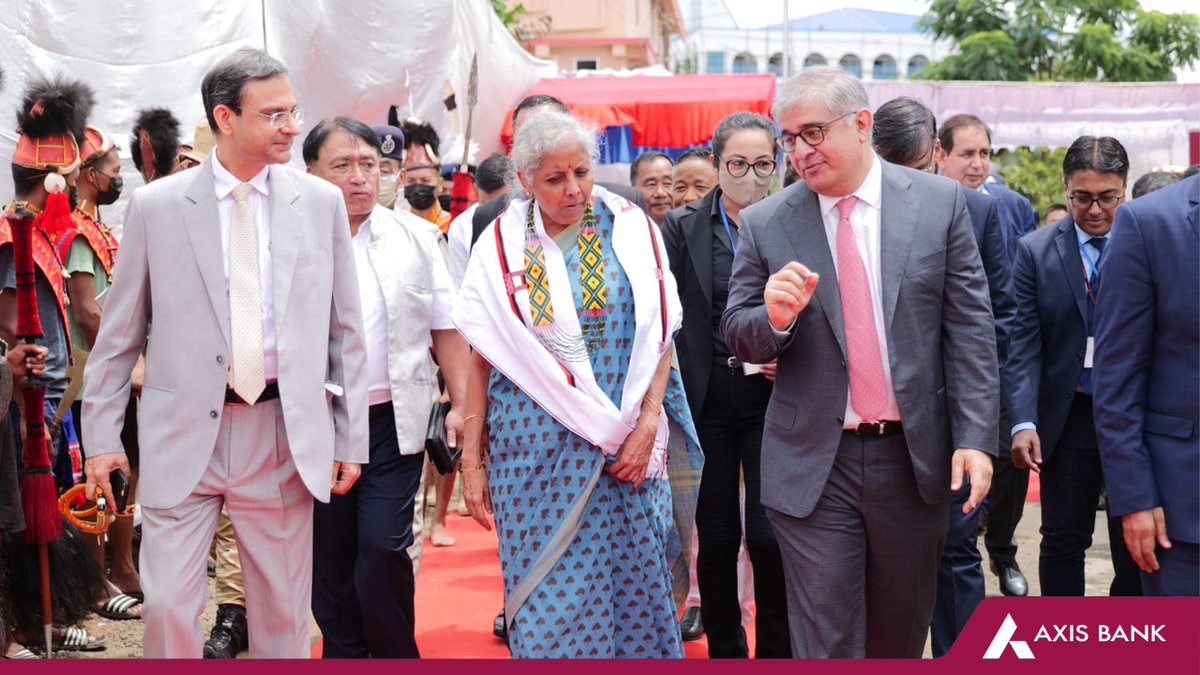 AxisBank's tweet photo. Inaugurating a branch is always special. What made it even more special this time was the presence of our Hon'ble Finance Minister, Smt. Nirmala Sitharaman, who, along with our MD, Shri. Amitabh Chaudhry, inaugurated our new branch in Nagaland’s Mon District! 
#AxisBank https://t.co/0H30B9hK5C