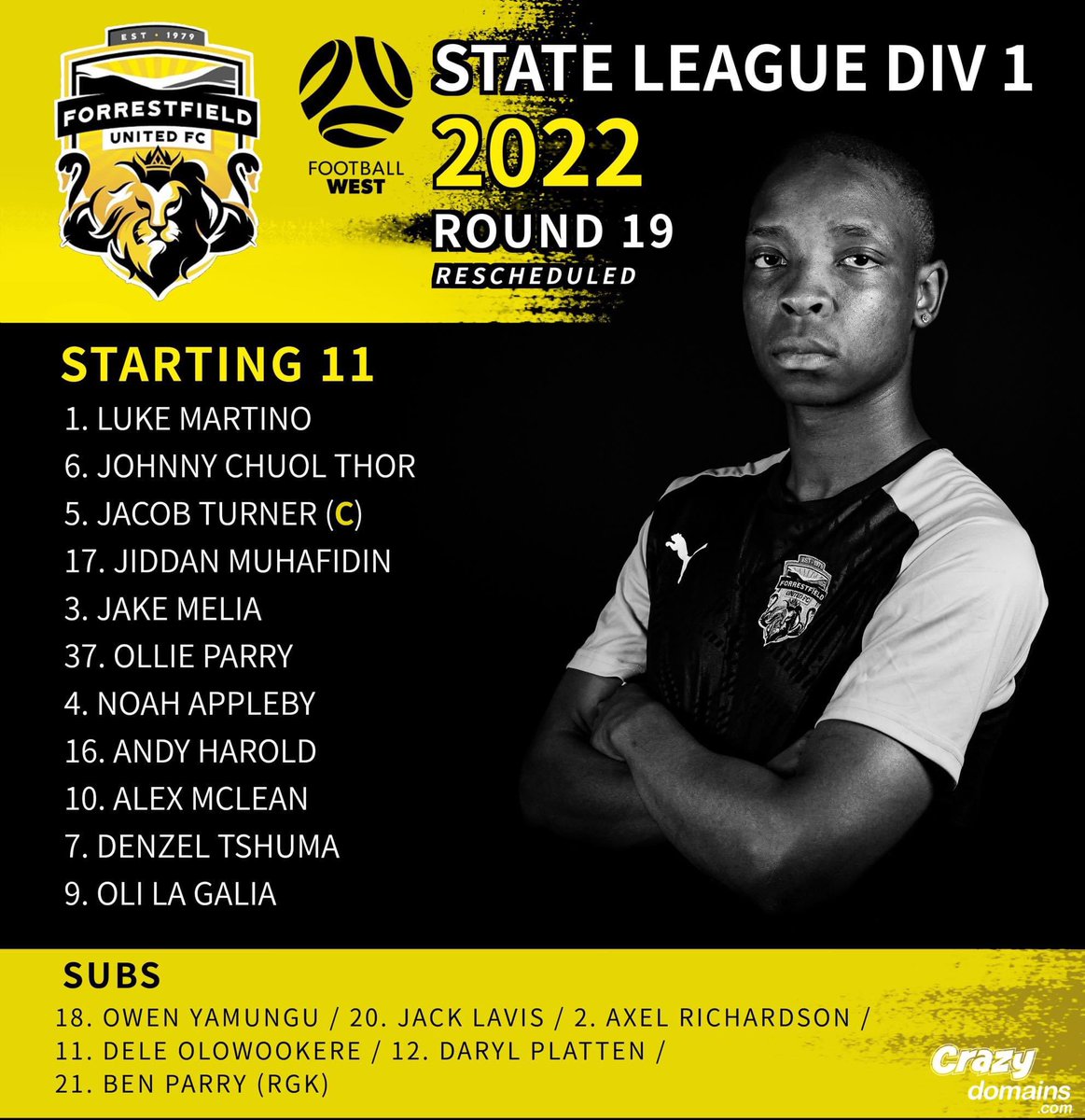 ForrestfieldC's tweet photo. Here’s how your Forrie boys will line up against UWA! 

Let’s bring it home boys! 

🟡⚫️🟡⚫️ #oneforrie 🟡⚫️🟡⚫️ https://t.co/k2Qt0pNEUZ