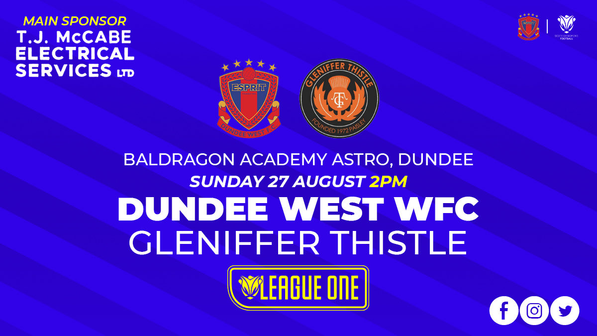 We are looking forward to welcoming <a href="/GlenifferG/">Gleniffer Thistle Ladies</a> to Dundee on Sunday in our next <a href="/SWFLeagueOne/">Barclays Scottish Women's League One</a> fixture.

#simplythewest #BeTheDifference #BigLove