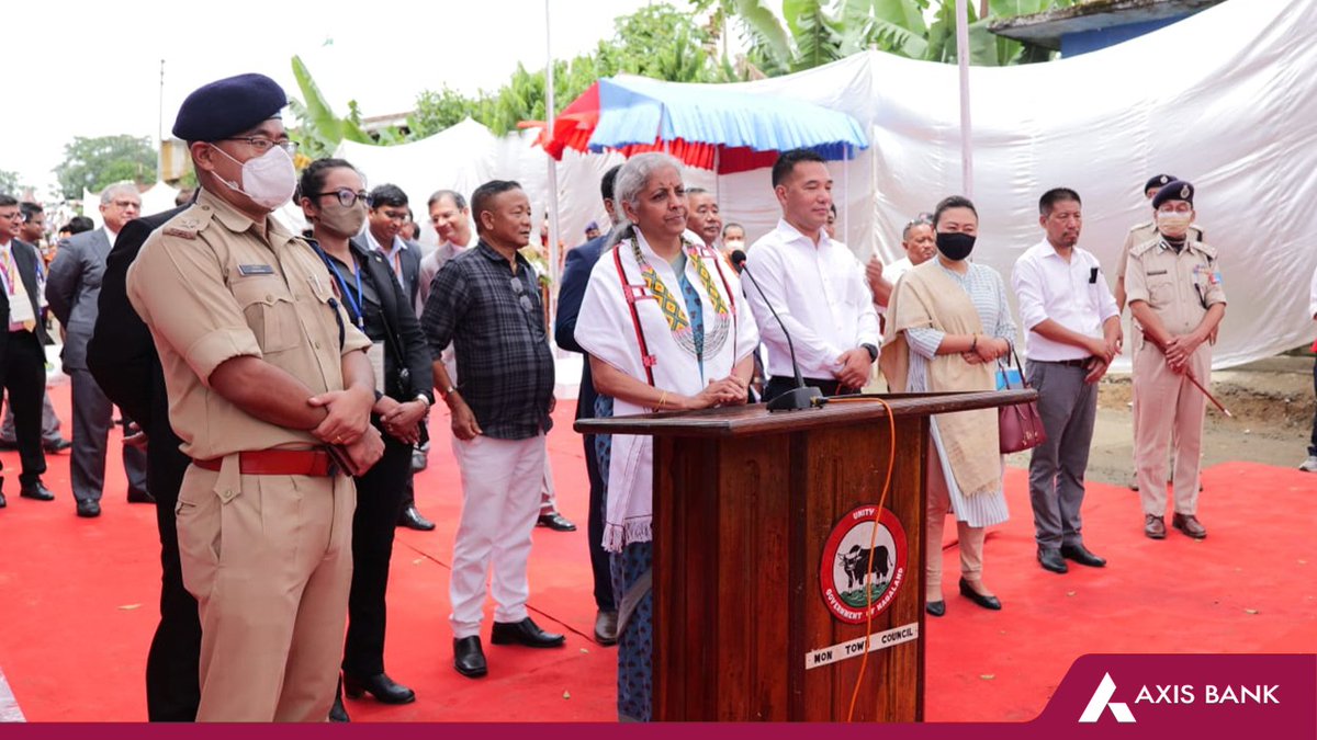 AxisBank's tweet photo. Hon’ble Smt. @nsitharamanalso inaugurated three other Axis Bank branches in Demow (Assam), Gohpur (Assam) and Madanrting (Meghalaya) virtually from Mon district of Nagaland. 
#AxisBank #NewBranch #NorthEastIndia https://t.co/8ontyLgnJA