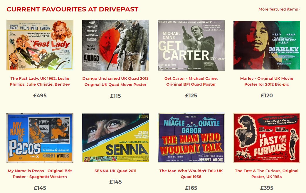 On the front page at drivepast.com , a tiny selection of the #originalmovieposters from the UK : #westerns #motorsport #bentley #quentintarantino #GetCarter #michaelcaine #music #reggae #bobmarley #AyrtonSenna All prices negotiable !