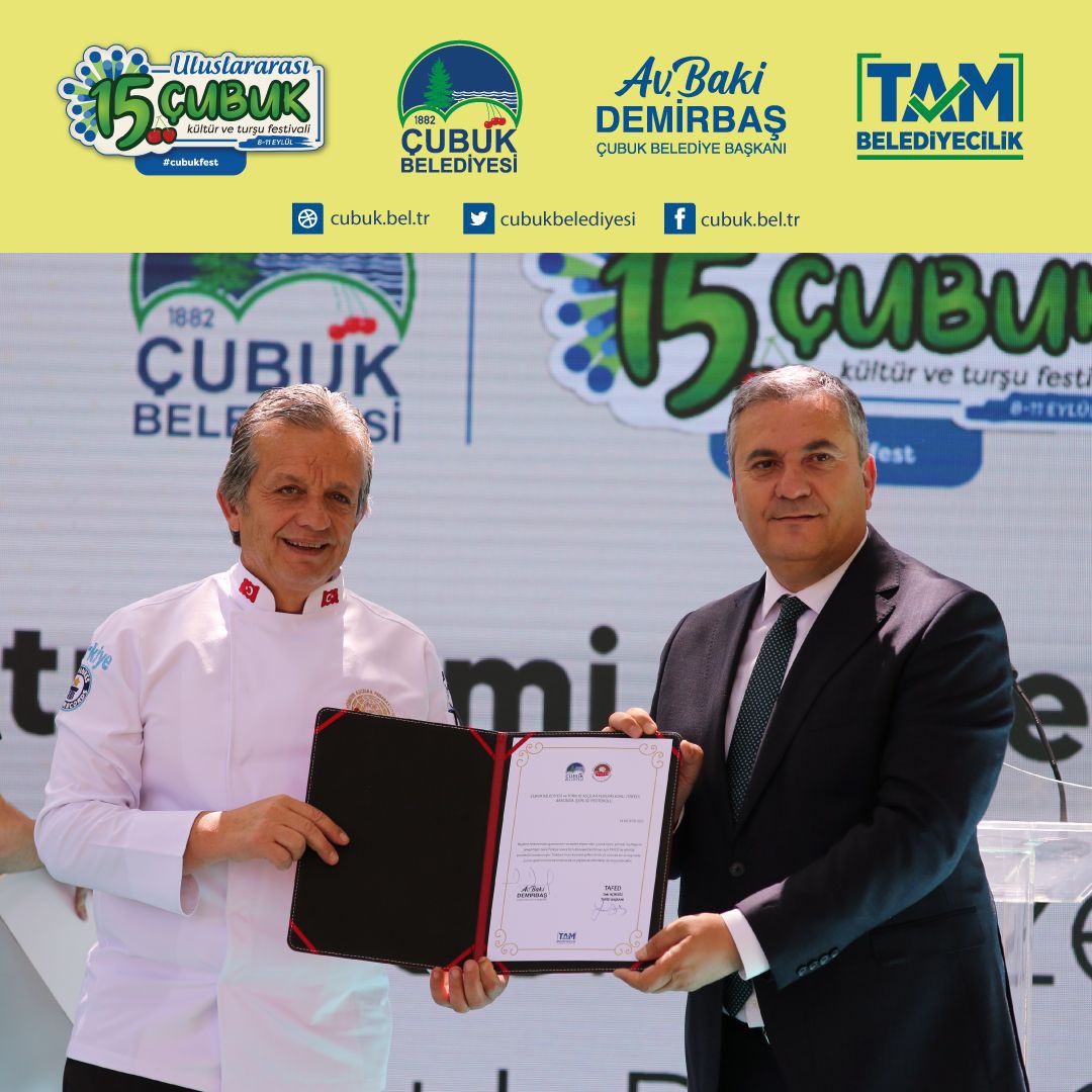 Çubuk yöresel mutfağının tüm dünyaya tanıtılması adına Çubuk Belediyesi ile Türkiye Aşçılar Federasyonu arasında Gastronomi Sözleşmesi imzalandı.