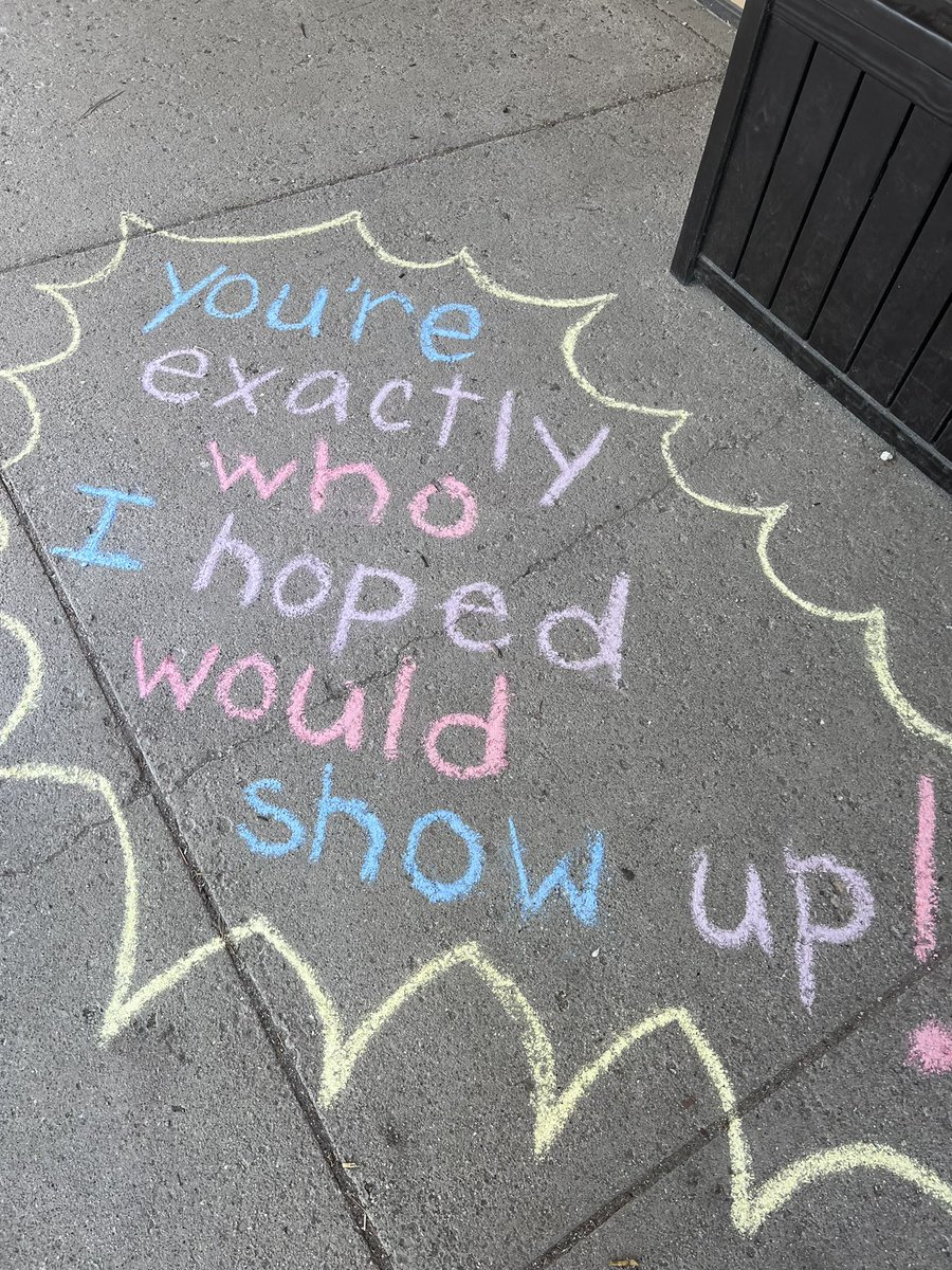 MrsEwing5th's tweet photo. Every year my #destroythebox partner and I @jennirodeghero do something at MG to help kick off the year! We decided to chalk the walk and had a few colleagues join us! It was awesome@to see! #mgwolves #d75learns #d75reads https://t.co/cvAlwlx57w