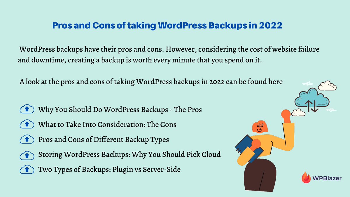 Subalakshmi_Tlt's tweet photo. Backing up your website and your data is very important!
When taking #WordPressbackups, it's important to consider the cons too😮
#WordPress #Cloud #cloudbackup #BACKUP #typesofbackup #prosandcons #wordpressdeveloper #taking #websitebackup #Digital
https://t.co/P8f54euVcY https://t.co/u8Al3kUtI6