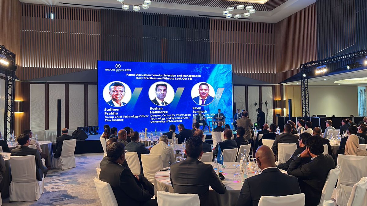 WahabBHamdan's tweet photo. 150+ CIOs & decision makers attending the 8th edition of IDC Mauritius CIO Summit. #IDCMAURITIUSCIO
Another ground breaking event in the making ! https://t.co/TfUYfpXgSE