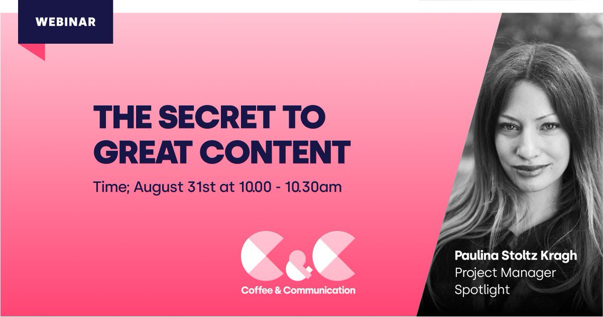 Want to know the secret to great content? Join us on the 31:st of august for our next Coffee &amp; Comms episode together with Paulina Stoltz Kragh, Project manager and content strategist at Spotlight. Register below 👇🏼
library.mynewsdesk.com/coffeecomms-se…