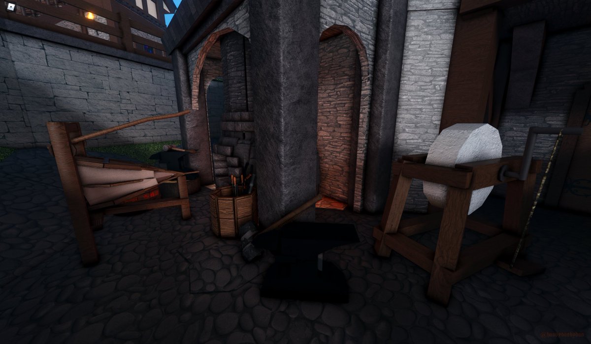 hoovydoobydoo's tweet photo. Blacksmith's forge #bloxburg #welcometobloxburg #medievalbuild #lookiokassummershell https://t.co/JuVIiPVVfV