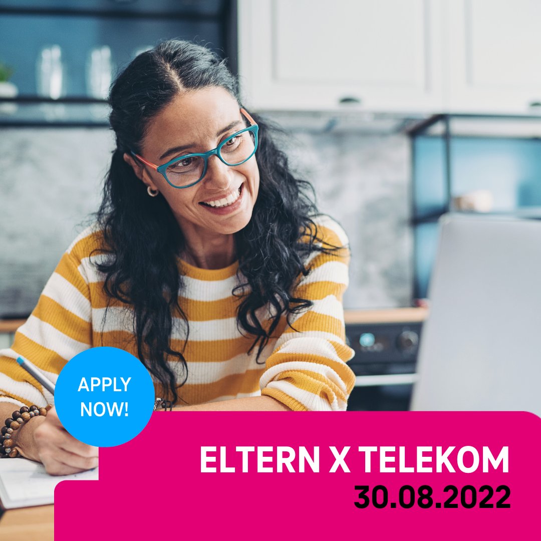 TelekomKarriere's tweet photo. Informiere dich frühzeitig über die Zukunft deines Kindes &amp; werde beim virtuellen Elternabend von einem der größten Ausbilder Deutschlands überzeugt. Melde dich jetzt für Eltern x Telekom am 30.August an! 👉 https://t.co/VrB8sSImub https://t.co/Tm2fEZq9wg