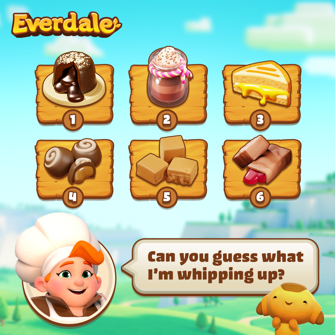 What do you think Maddie’s baking with these products: 1 flour, 1 egg, 9 chocolates and 1 sugar? 🎂 Let us know in the comments! #Everdale #Puzzledale