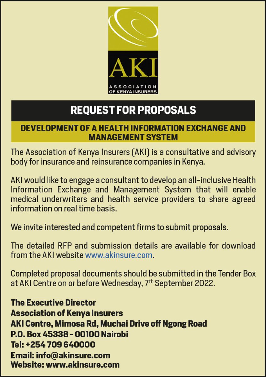 We would like to engage a consultant to develop an all-inclusive Health Information Exchange & Management System that will enable medical underwriters & health service providers to share agreed information in real time. Submission date has been extended to Wednesday, 7/09/22.