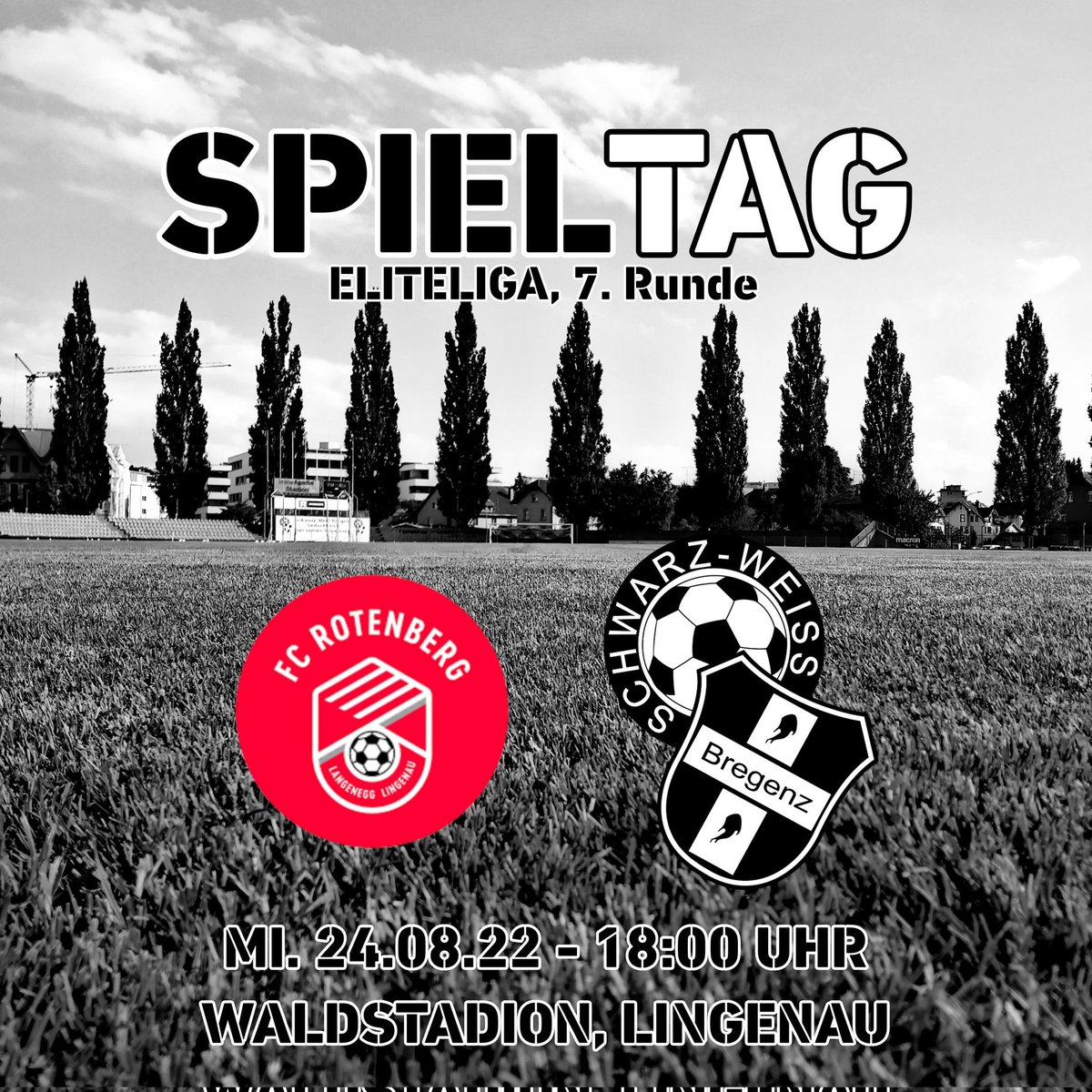 swb1919's tweet photo. SPIELTAG!
Eliteliga, 7. Runde
FC Rotenberg - @swb1919
Mi. 24.08.22 - 18:00 Uhr
Waldstadion, Lingenau
Amateurmeister gegen Pokalsieger um Tabellenspitze!
https://t.co/S1Erzg4tvt
#swbregenz #bregenz #fcrotenberg #bregenzerwald #eliteliga
#ImmerWeiterSWB https://t.co/kUIRPwClOy