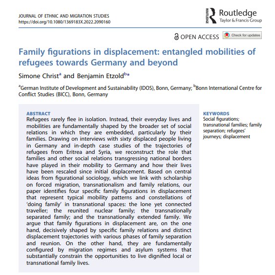 TRAFIG_EU's tweet photo. #transnational #family #networks help #refugees seeking #security, drive #mobility to #Europe & provide support for overcoming hurdles&borders.
Paper 8⃣ in @scmrjems SI #protractedDisplacement by @simone_christ now @IDOS_research& @Ben_Etzold @BICC_Bonn
👉https://t.co/1TBP1HUrWv https://t.co/USxbsi90qb