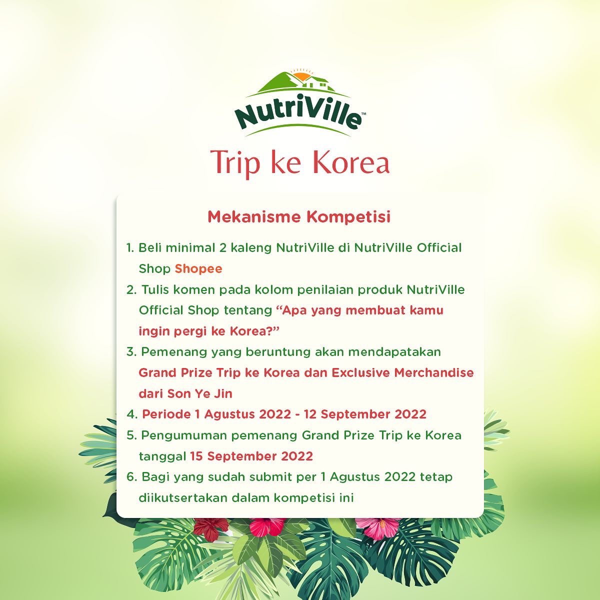 Bestie! Udah tau kan cara mudah dan praktis beli NutriVille? 😉
Bukan cuma itu, check out NutriVille di Shopee juga berkesempatan untuk Trip ke Korea GRATIS dan mendapatkan Exclusive Merchandise dari Son Ye Jin! . Daebak! 🤩💕💕
#NutriVille #LookGoodFeelGood
