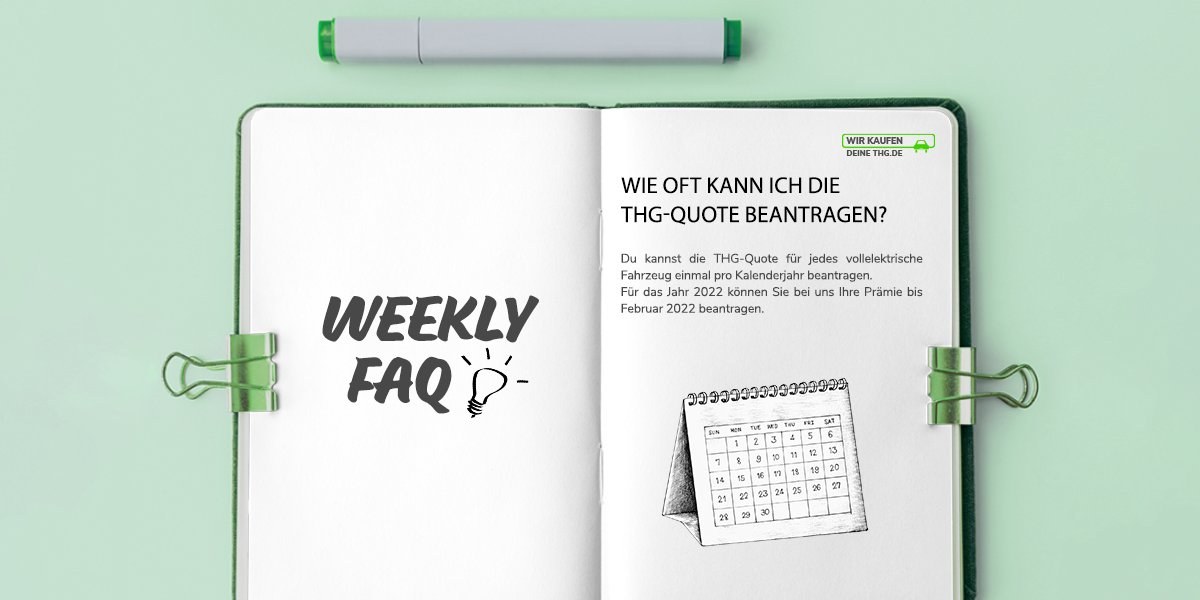 Wie oft kann ich die THG-Quote beantragen?🙋🏻‍♂️

Sie können die THG-Quote für jedes vollelektrische Fahrzeug einmal pro Kalenderjahr beantragen. 

Für das Jahr 2022 können Sie Ihre Prämie bis Februar 2023 beantragen. 💌💸

#thg #elektroautos #co2 #eauto