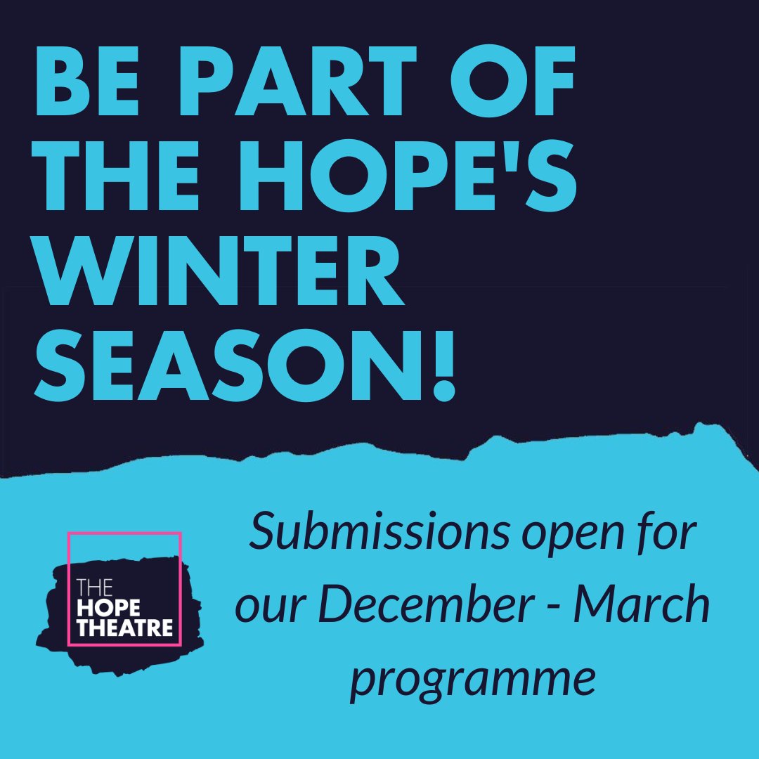 We're currently putting together our Winter season - and if you've a production you think might fit our space, we'd love to hear from you! Runs from 1 night up to 3 weeks available - email info@thehopetheatre.com to find out more #HopeWinter #GetInvolved