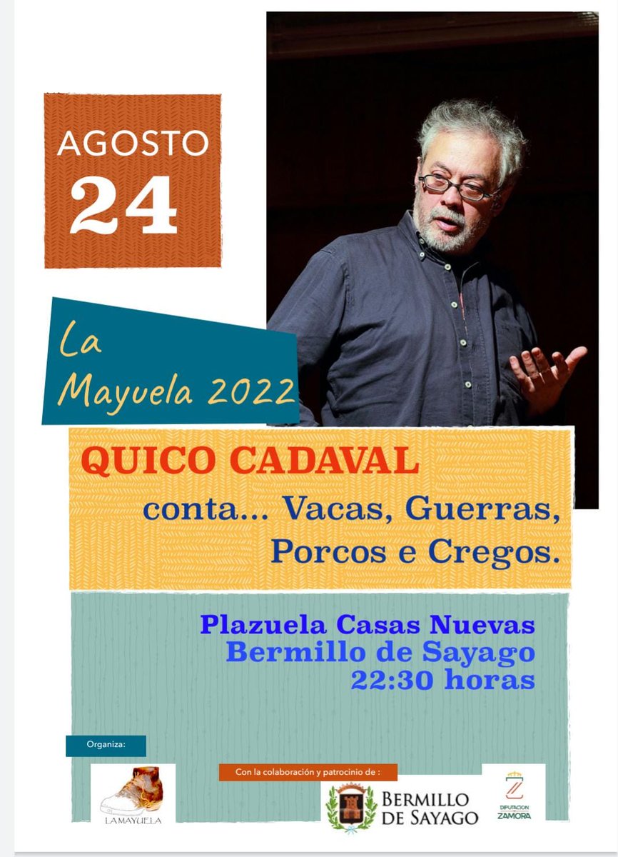LaMayuela's tweet photo. #BuenosDias esta noche tenemos la actuación de Quico Cadaval, nos contará cuentos e historias que no dejan indiferente a nadie. ¡No te lo pierdas! #quicocadaval #Bermillo #Sayago @ZamoraOfiTurism @Sayagoinfo1 @Sayago_es @La8Zamora @PeriodistaRural https://t.co/WnoH6D1Fxl