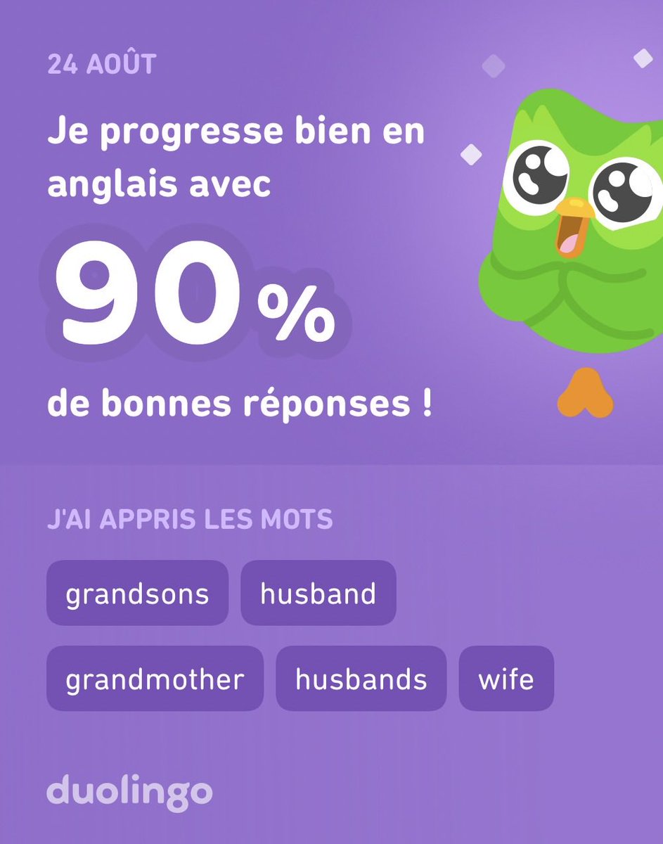 Hartlaurent1's tweet photo. J'apprends l'anglais avec Duolingo ! C'est gratuit, fun et efficace. https://t.co/gQw3E36IEQ