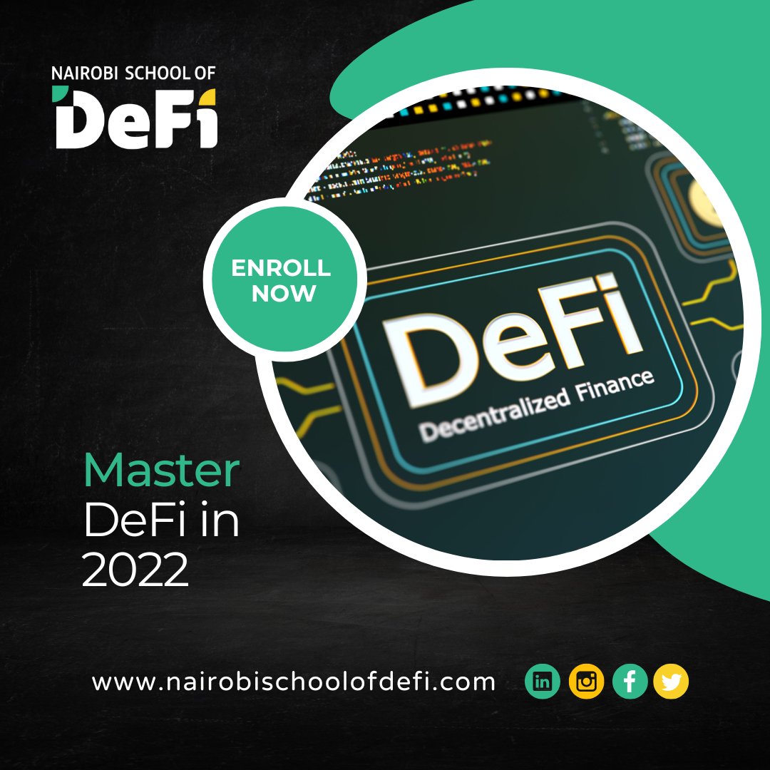 NS_DeFi's tweet photo. Join us as we walk you through everything, from how DeFi works, to assessing and using DeFi products to understanding and managing any potential risks. Enroll now , the wait is over +254 792 540000 | https://t.co/Nrd0Ur6uAl 
#viral #virals #viralpost #viralcontent #viralposts https://t.co/d8W0wDqBF6